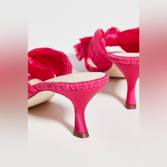 Loeffler Randall Eugenia Pleated Bow High Heel Mule Sandals in Fuchsia Pink, 7 - Picture 10 of 11